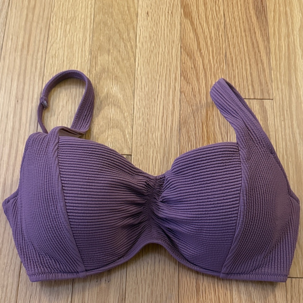 Shade & Shore Mauve Ribbed Bikini Top